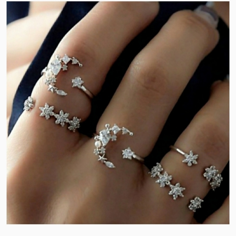 3pk-15 rings🦋 5 peice Boho Ring Set